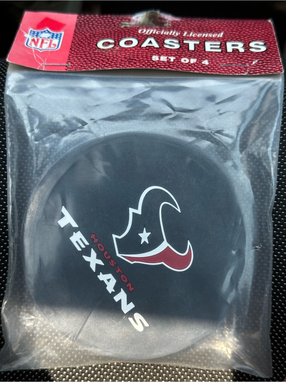 NFL Houston Texans Black and Red Coaster Set - Set of 4